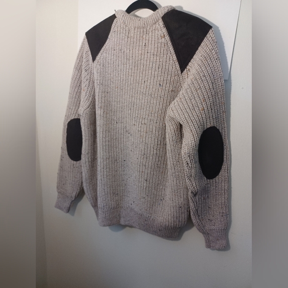 Aron Sweater Market Mens Crewneck Wool/Leather Patch Sweater Pre-owned READ - Picture 2 of 16